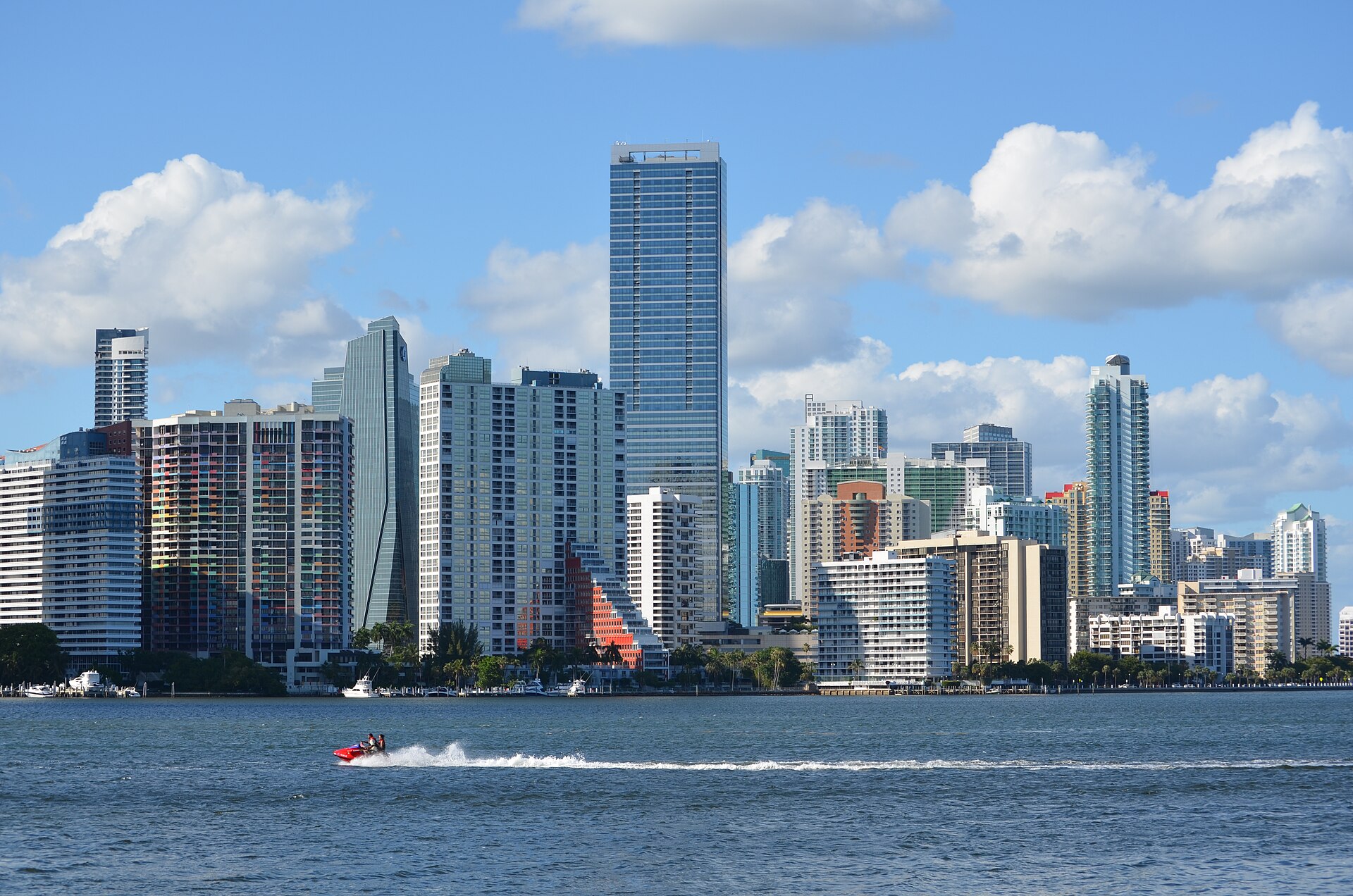 Downtown Miami Brickell skyline over Biscayne Bay